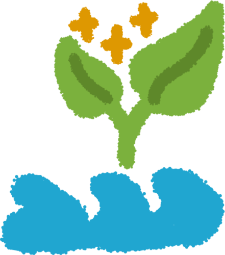 a green nonspecific plant when orange sparkles above some blue waves